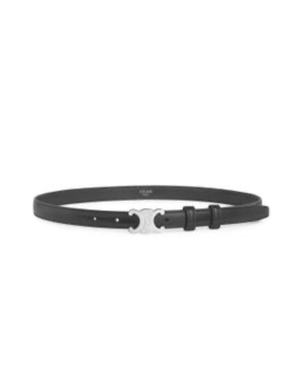 Celine Triomphe Belt 25MM IN Taurillon Leather Black/Silver 85